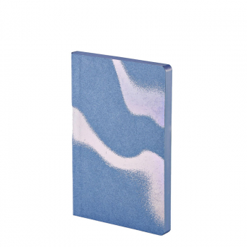 Nuuna, Notizbuch, Flex-Cover aus recyceltem Denim, Seiten minidots, Print Transcendence, Hologram Effekt blau